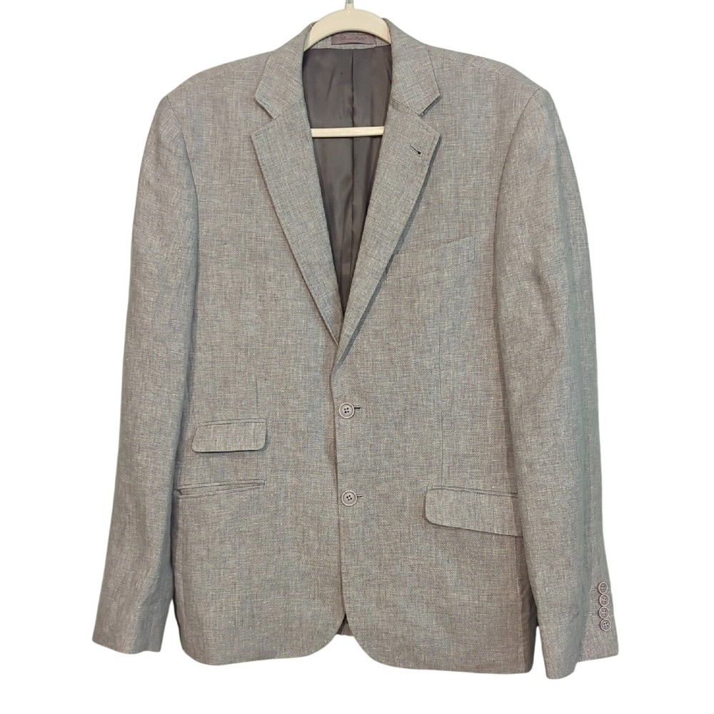 100% Linen‎ Blazer Gray Sport Coat size 40R Bruce Field